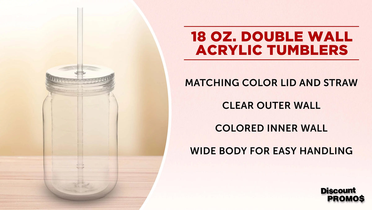 Acrylic Tumblers with Straw 18 oz Set of 10 Clear O609
