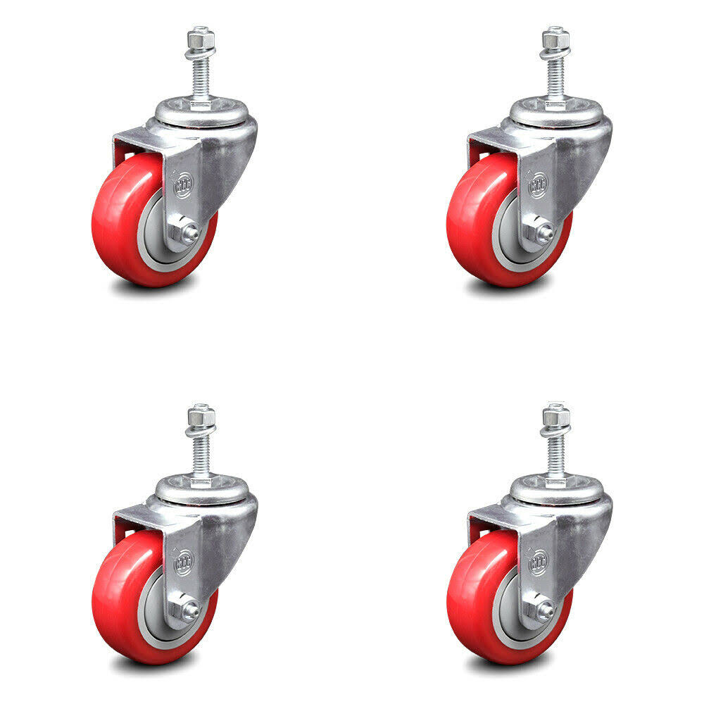 Red Poly Swivel Caster Set of 4 T93345