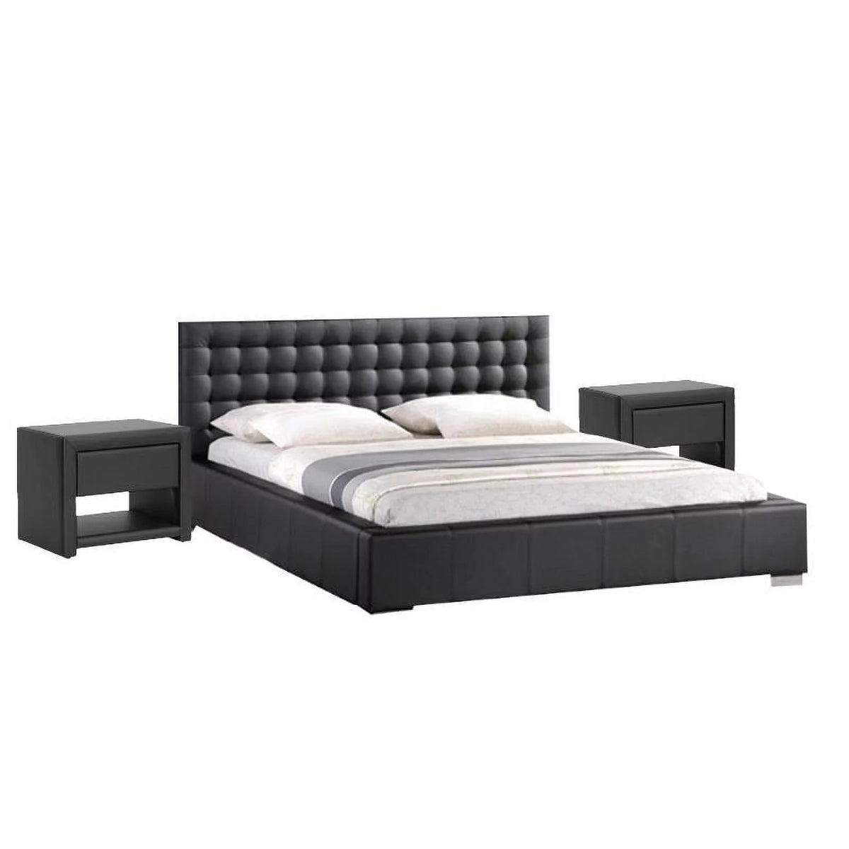 Black Tufted 3 Piece Queen Platform Bedroom Set D517517
