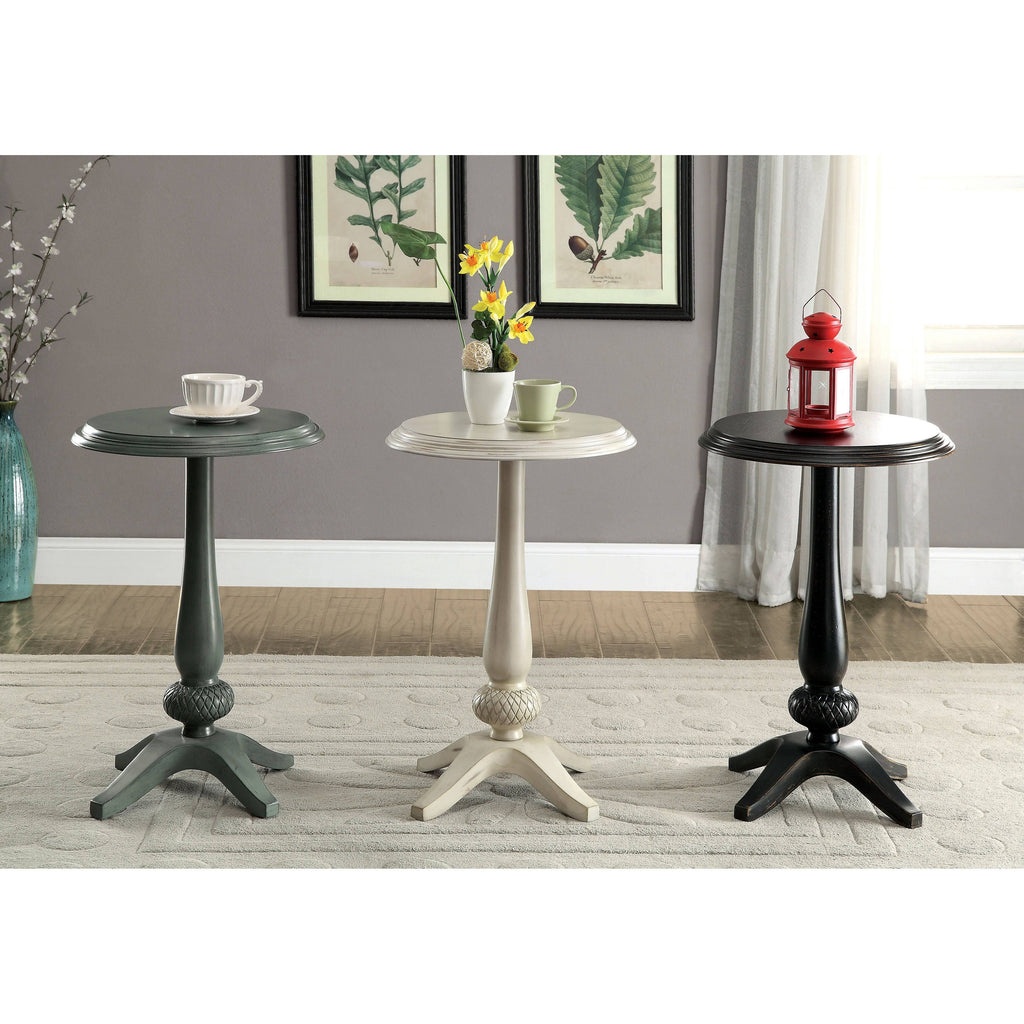 Blue Solid Wood Round Side Table O375778