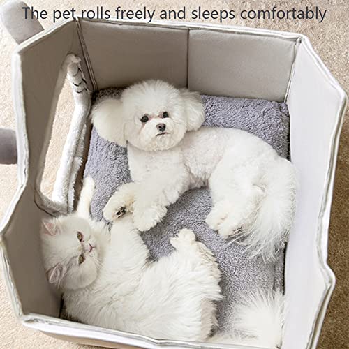 Grey Double Roof Indoor Dog House Cat Kennel with Removable Cushion V32106