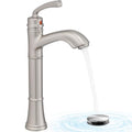 Brushed Nickel Single Handle Vessel Sink Faucet with Pop-Up Drain N22337