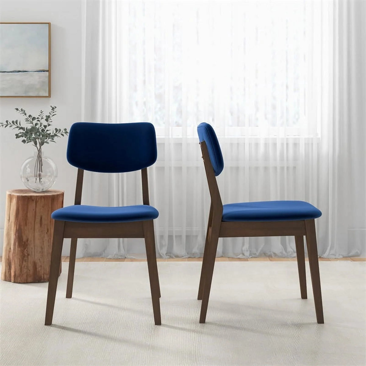 Blue Velvet Dining Chair Set of 2 F740
