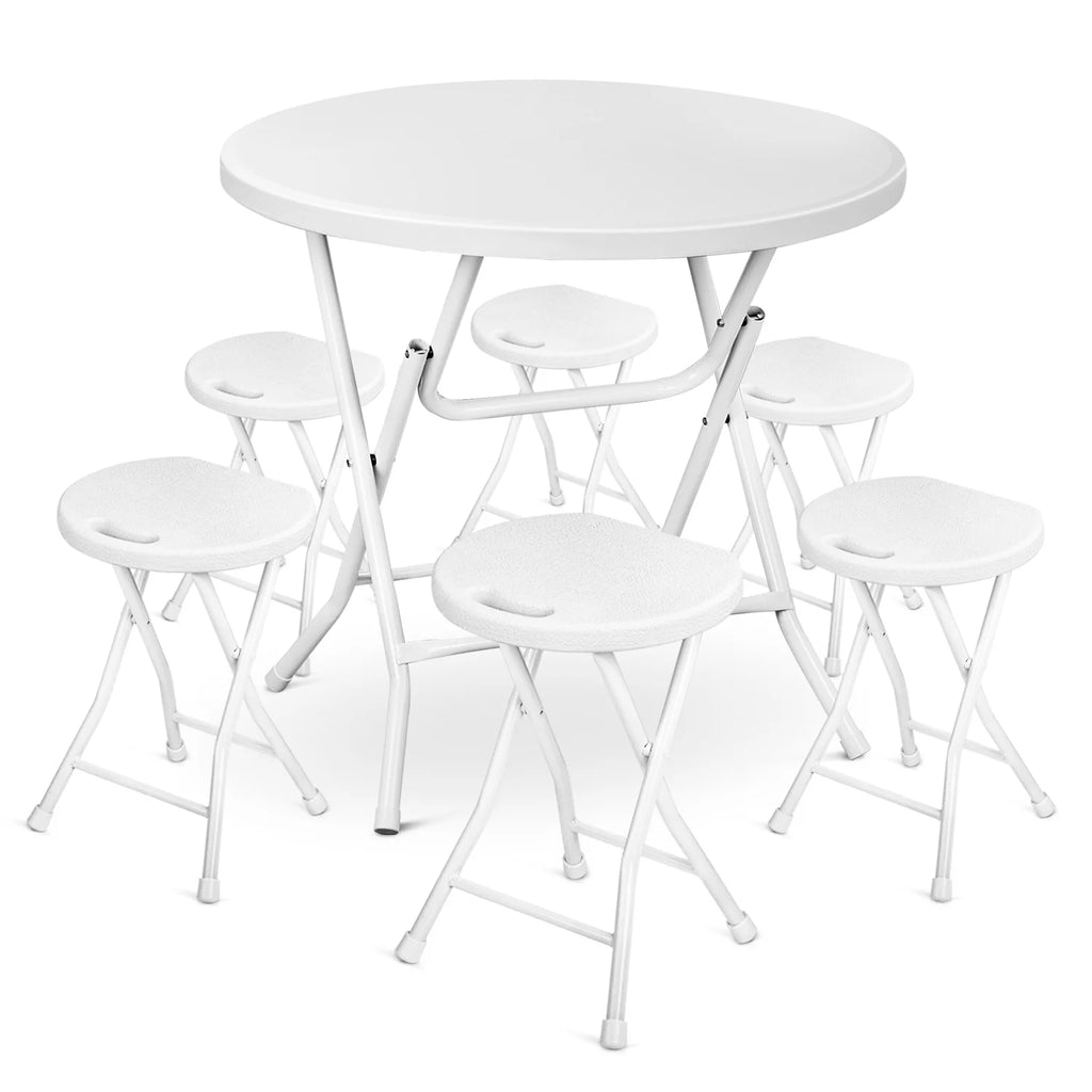 7 Pieces Folding White Table and Chair Set N1528
