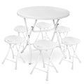 7 Pieces Folding White Table and Chair Set N1528