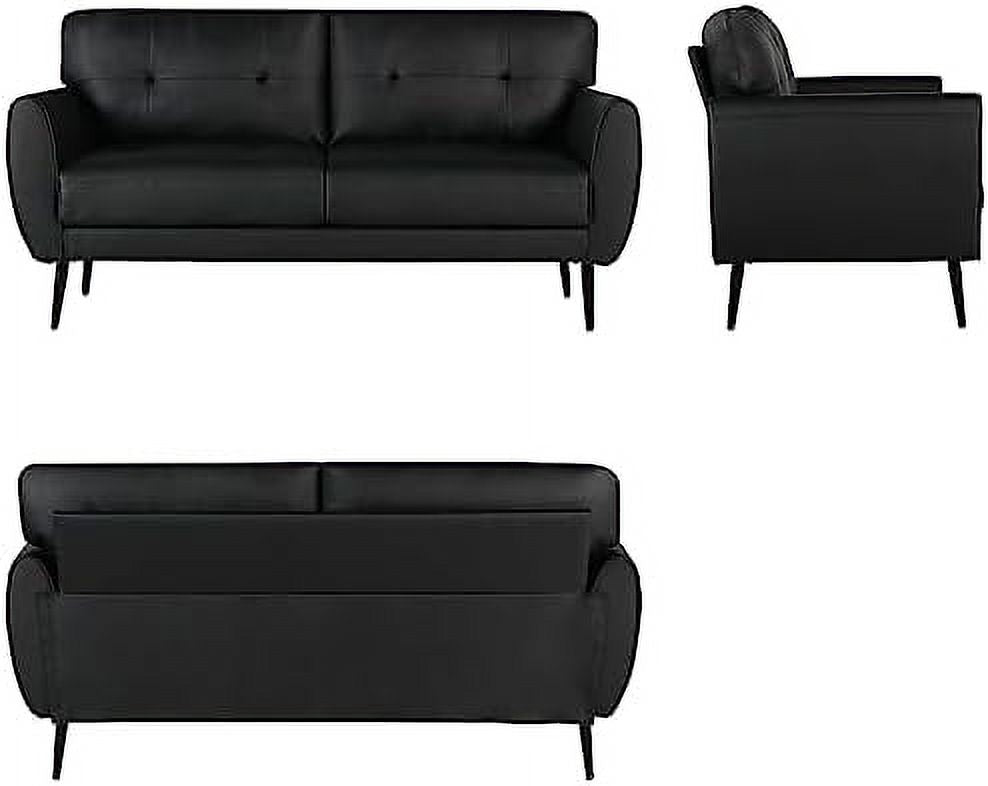 White Tufted Leather Loveseat Sofa Q197044