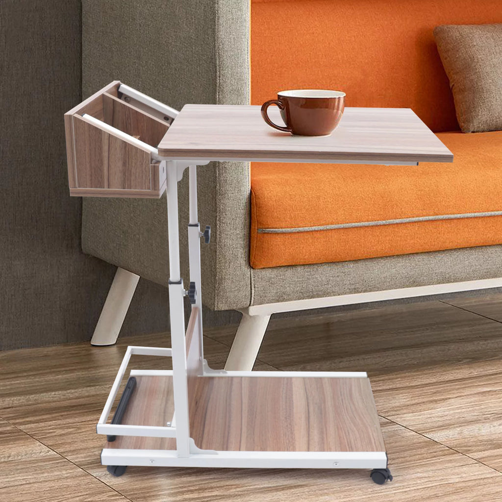Adjustable C Shaped Mobile Side Table with Lockable Wheels H7888