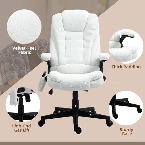 White Velvet High Back Reclining Office Chair with Remote U50776