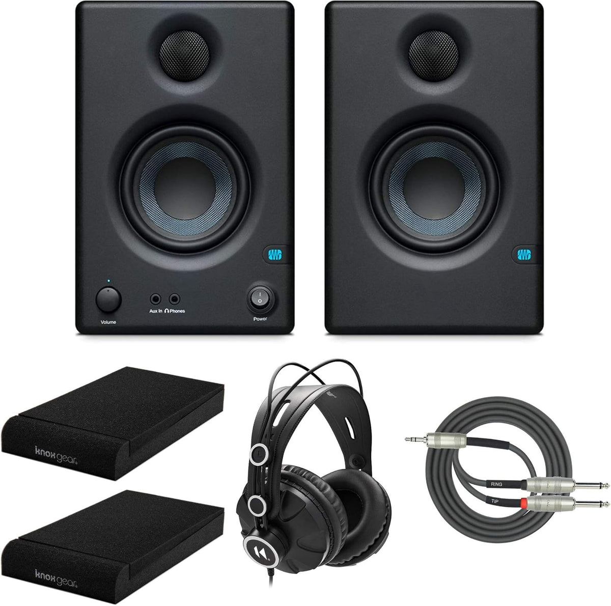 Studio Monitors (Pair) with Headphones, Isolation Pads and Breakout Cable T869