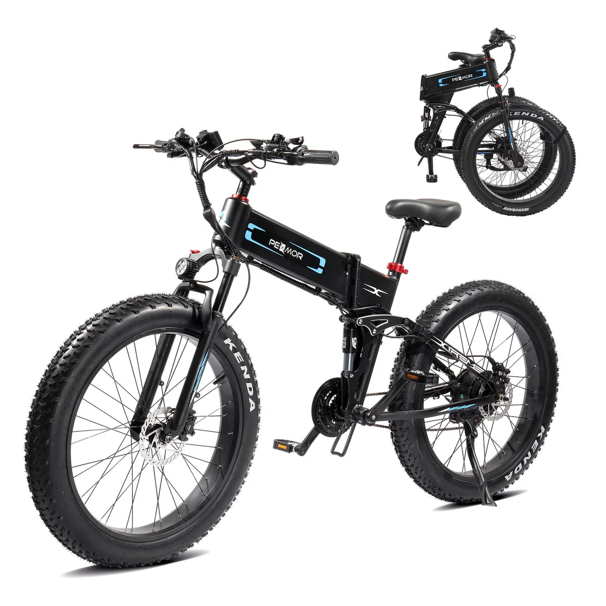 750W 48V 12AH Removable Battery 26" Fat Tire Folding Electric Bike D11534
