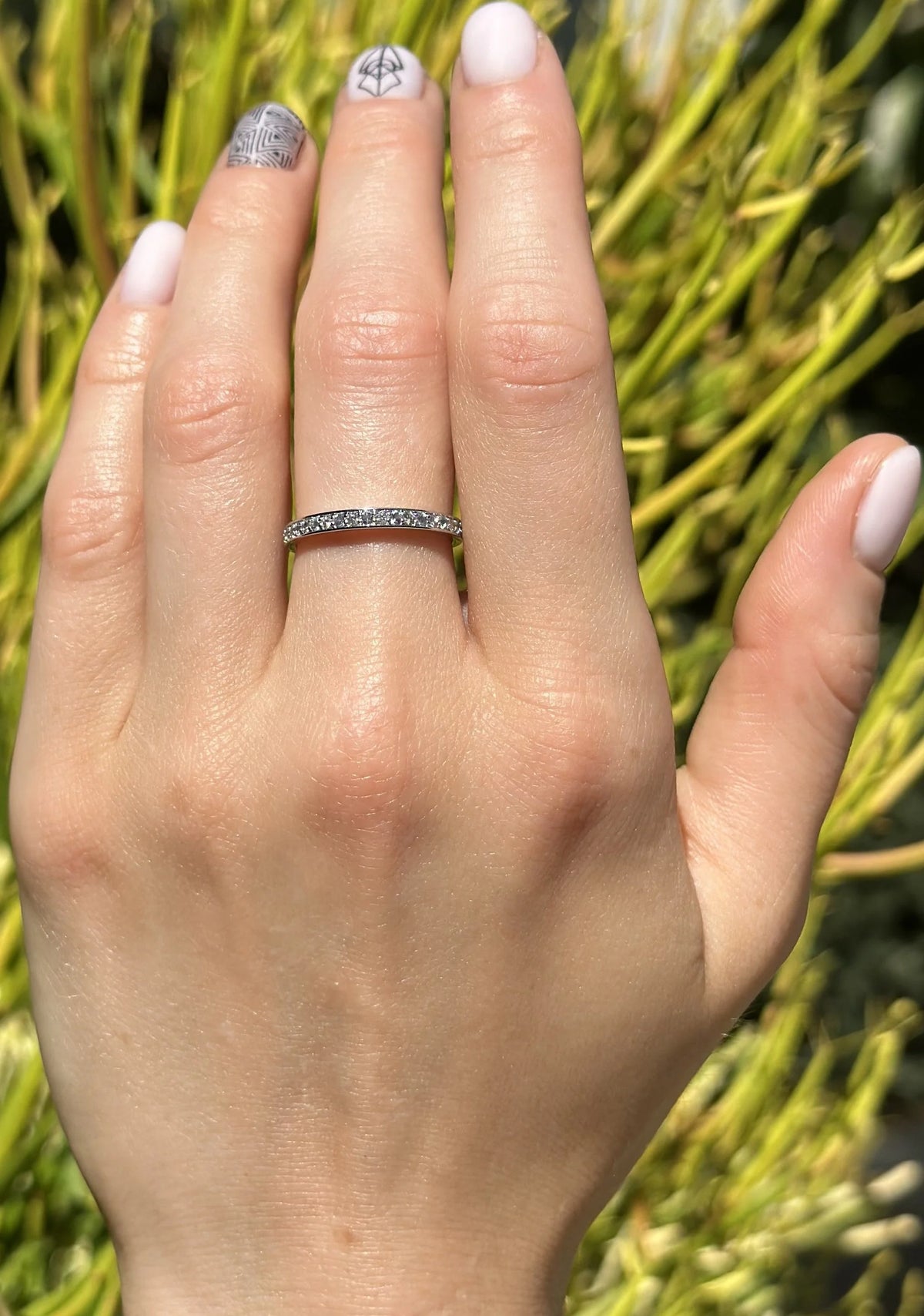 14K Rose Gold Half Eternity Band 0.12ct Natural Diamond Aquamarine W150
