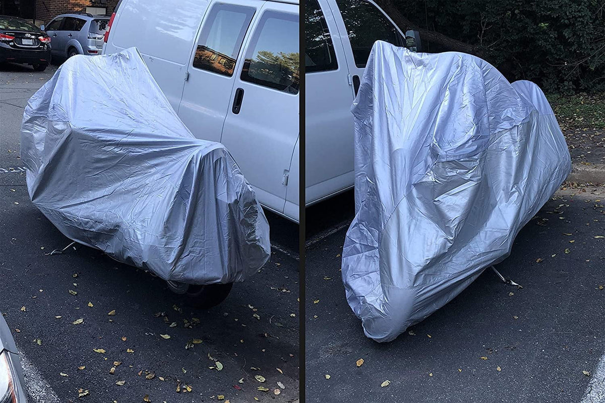 Motorcycle Cover with Reinforced Securing Straps and Storage Bag O97244