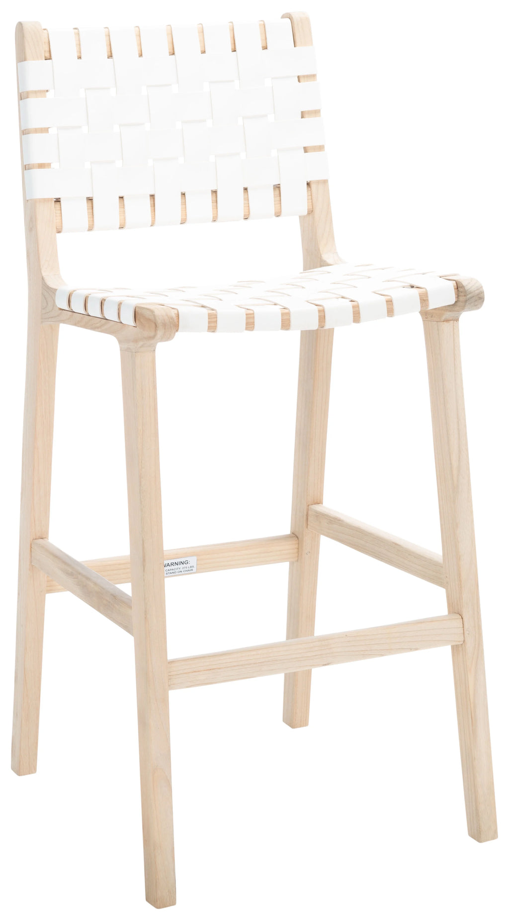 White/Natural Leather Bar Stool W711