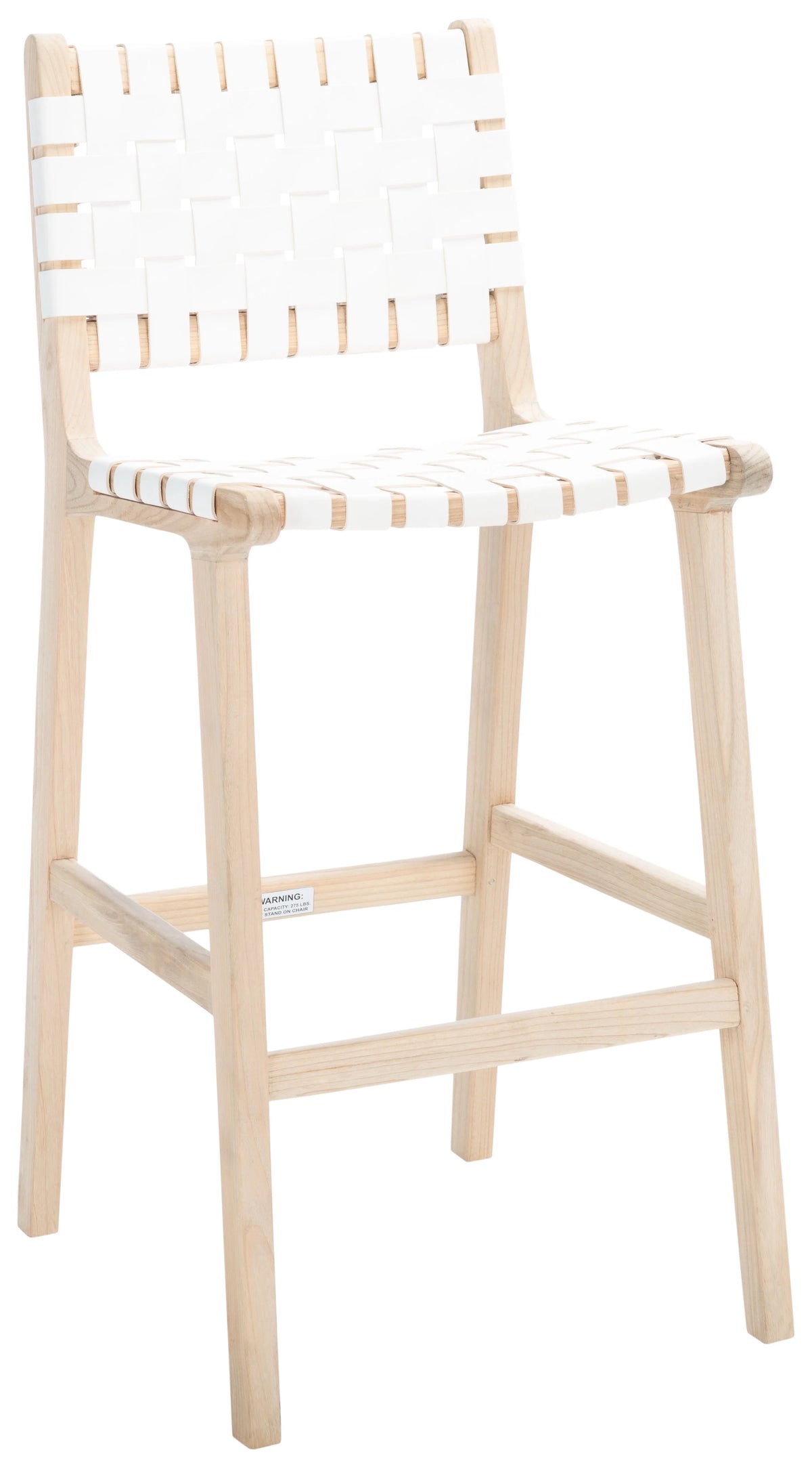 White/Natural Leather Bar Stool W711