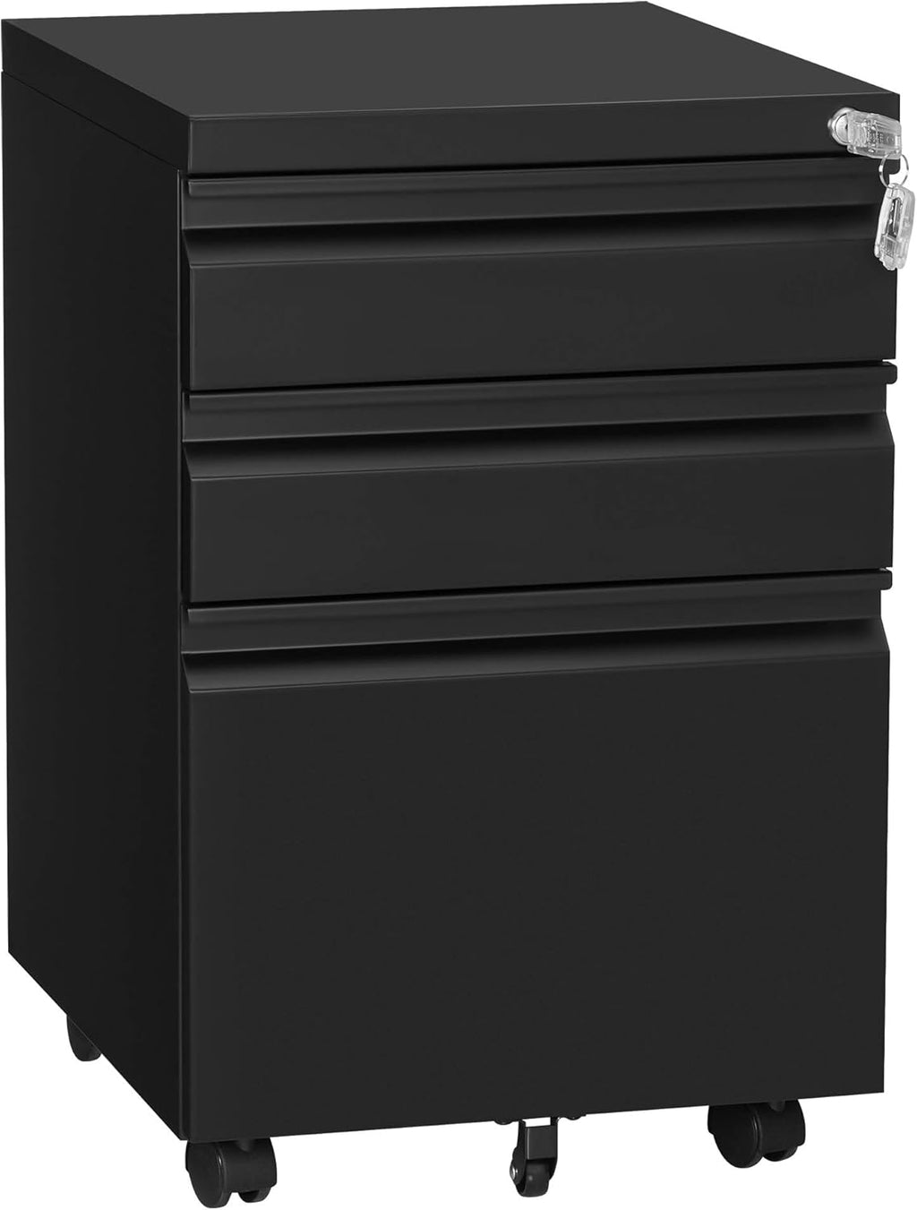 Black Mobile File Cabinet with Wheels and Lock M80674