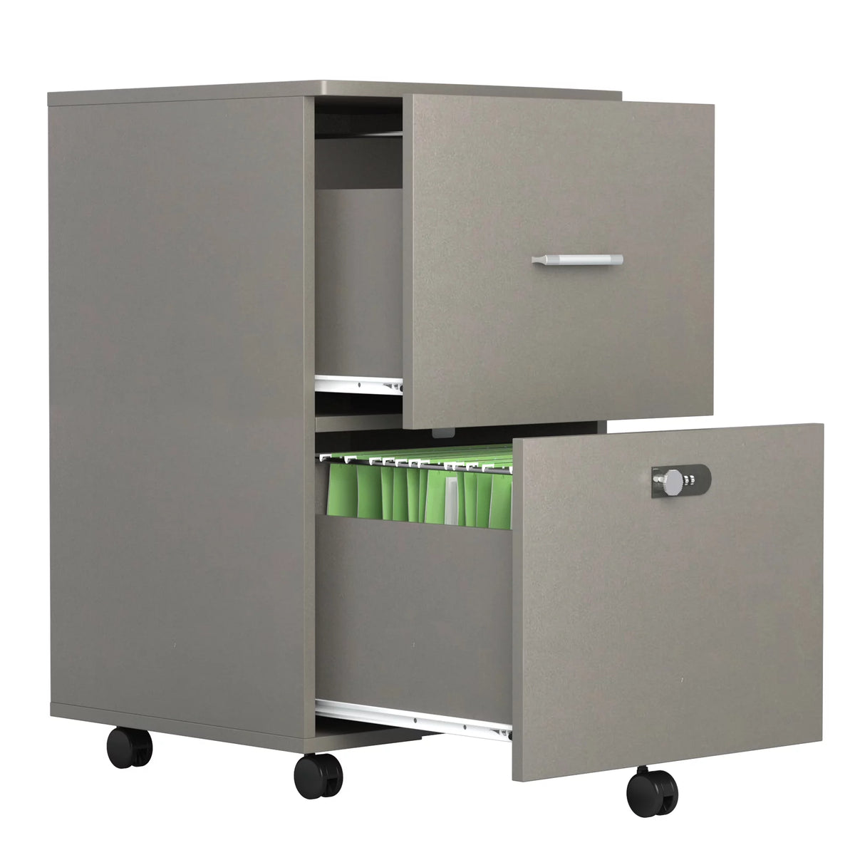 White Gray 2 Drawer Rolling File Cabinet K5693