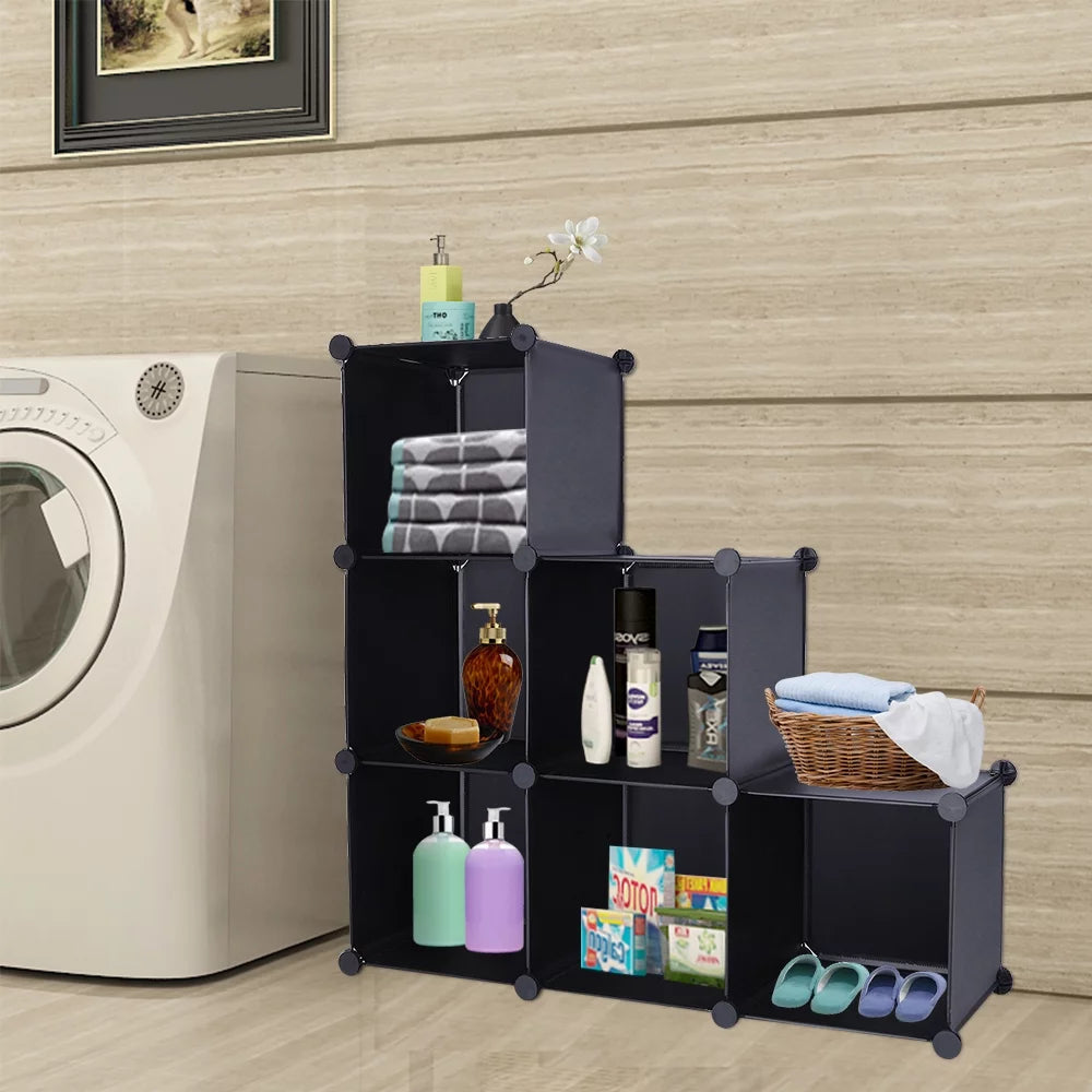 Black 6 Cube Storage Shelves P171