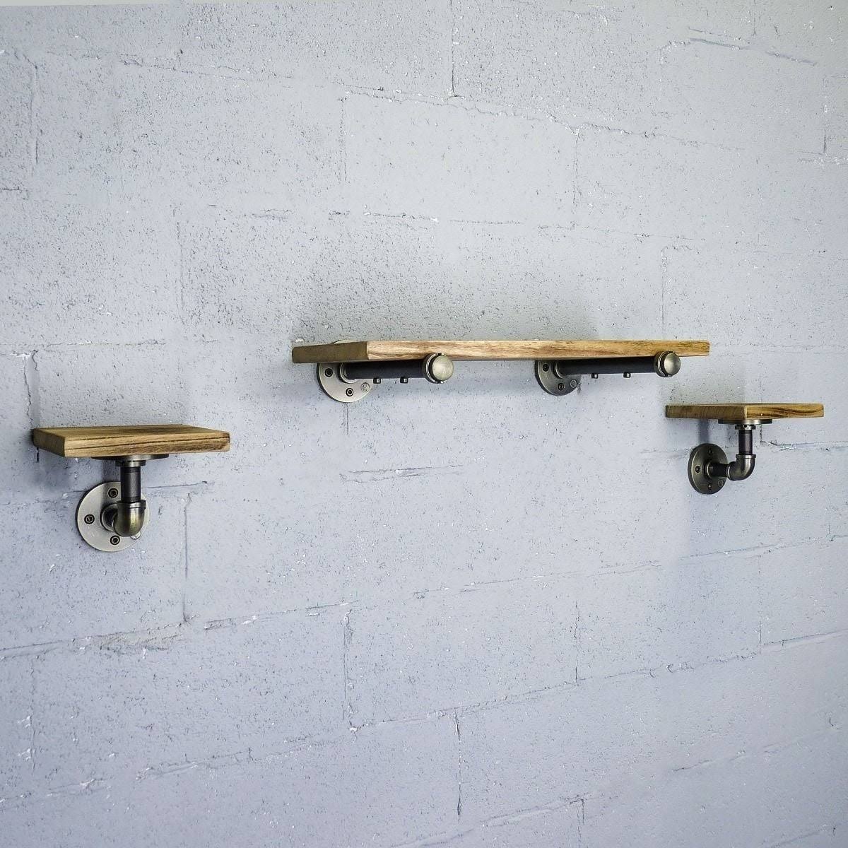 Set of 3 Farmhouse Industrial Wall Shelf C115
