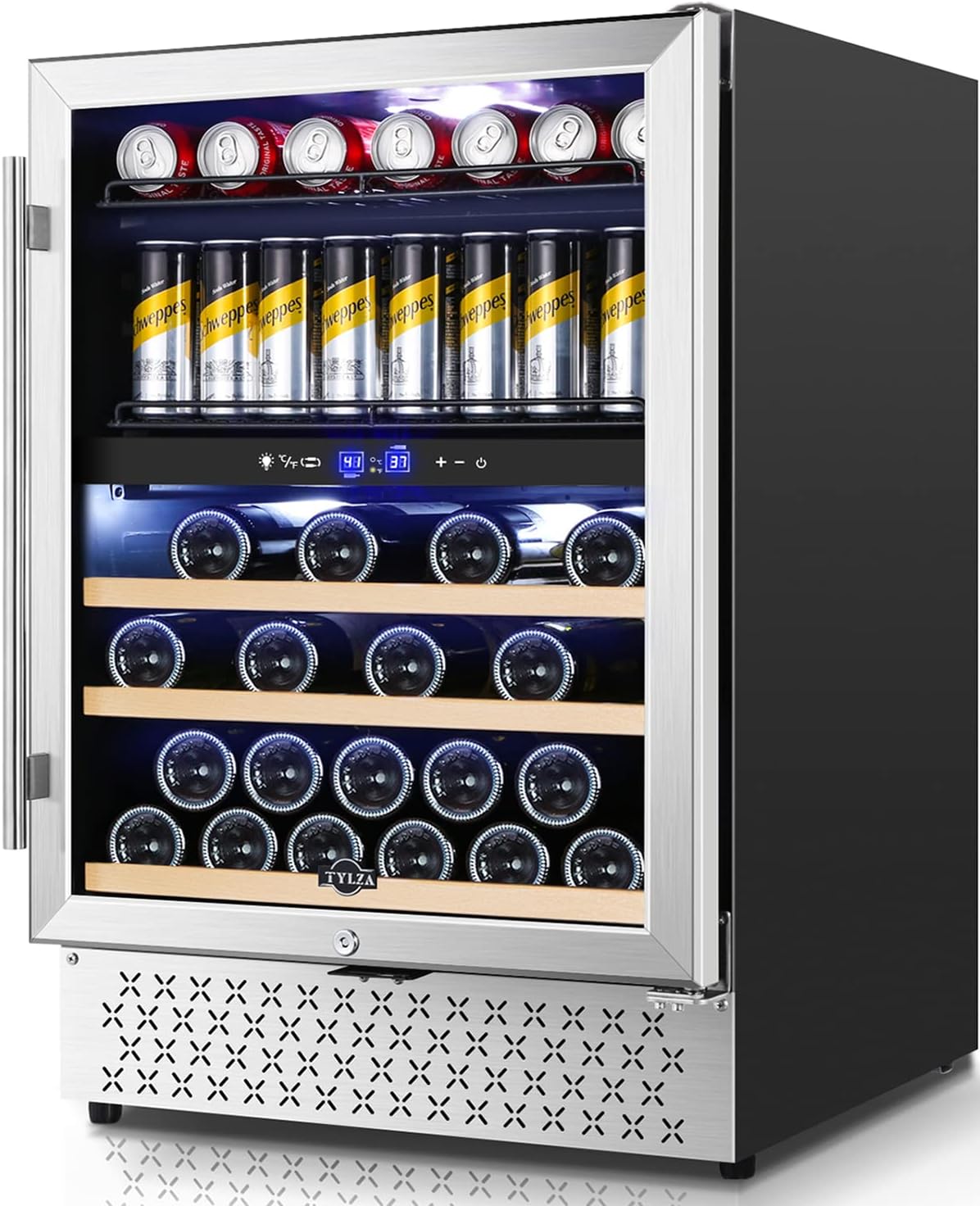 Stainless Steel Under Counter Beverage Refrigerator, 130 Cans, French Door U779913