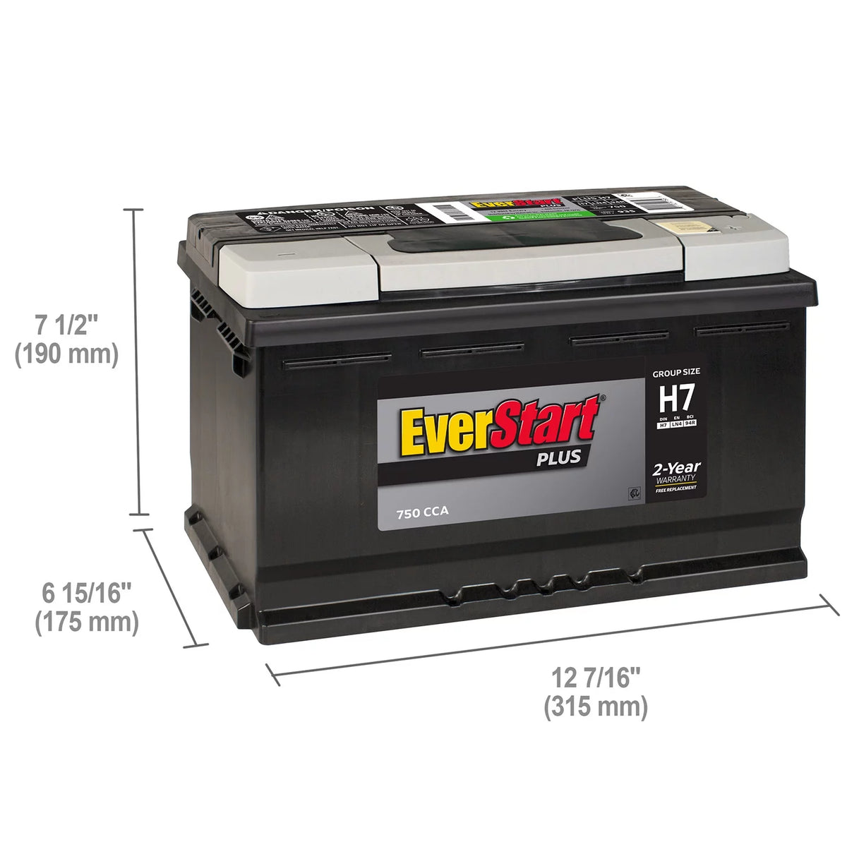 Lead Acid Automotive Battery, Group Size H7 / LN4 / 94R 12 Volt, 750 CCA E765