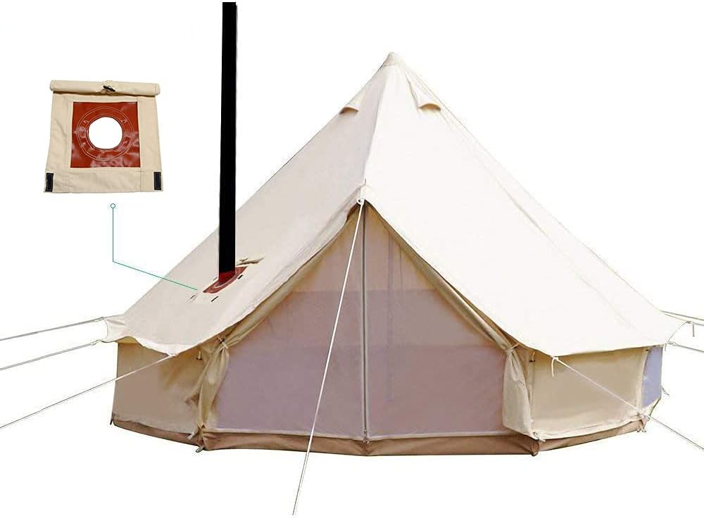 4 Season Cotton Canvas Bell Tent with Stove Hole and Electric Cable Hole H3620
