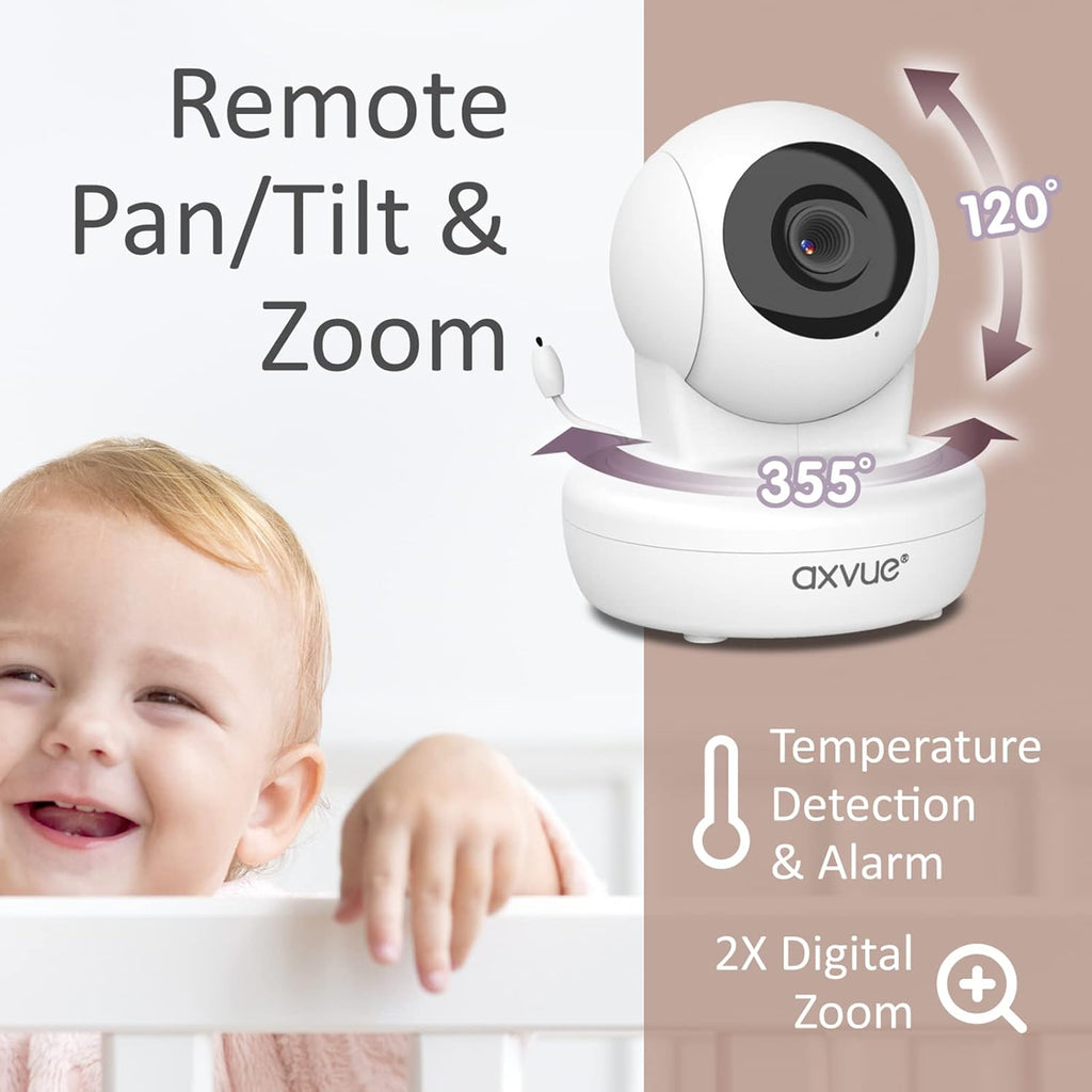 Baby Monitor with Pan-Tilt-Zoom Camera and LCD Screen, Night Vision F825484
