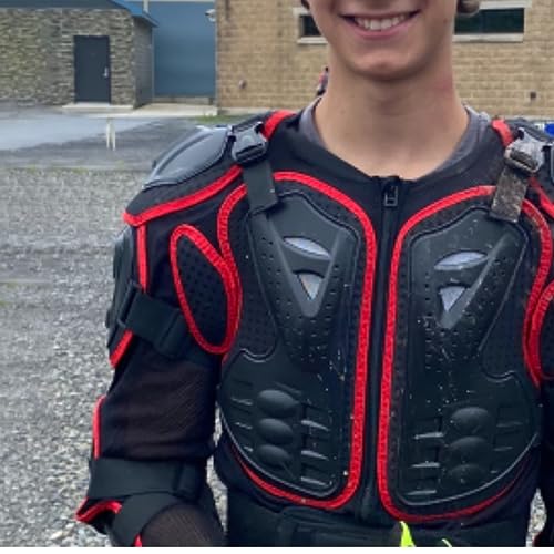 Motorcycle Jacket with Full Body Armor Chest Protection S8484
