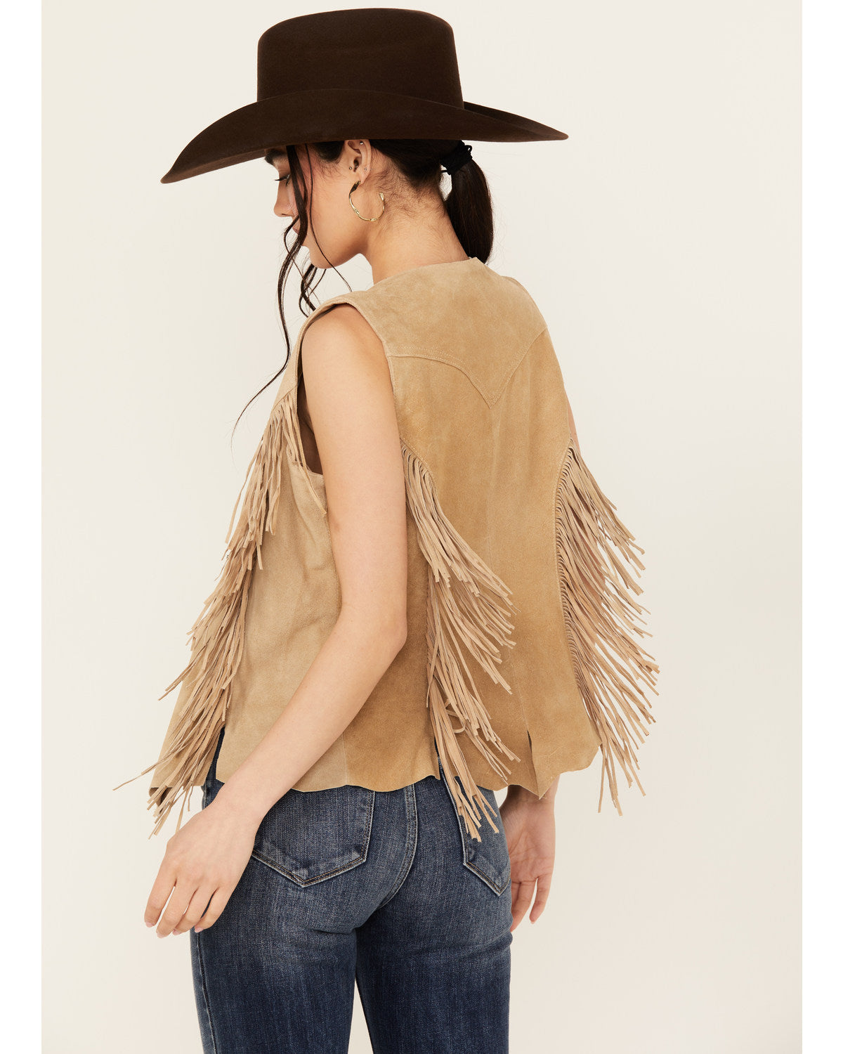 Tan Suede Fringe Vest I7431