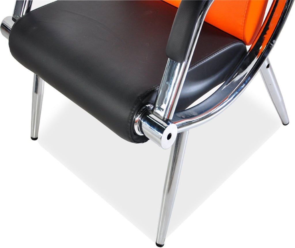 Orange And Black PU Leather Office Reception Chair K1371