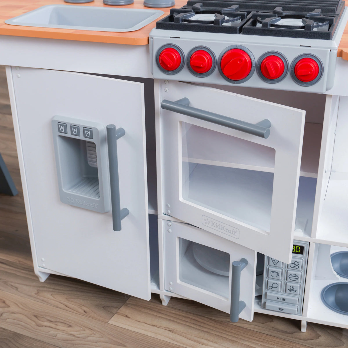 White Wooden Play Kitchen with Lights and Sounds E854775