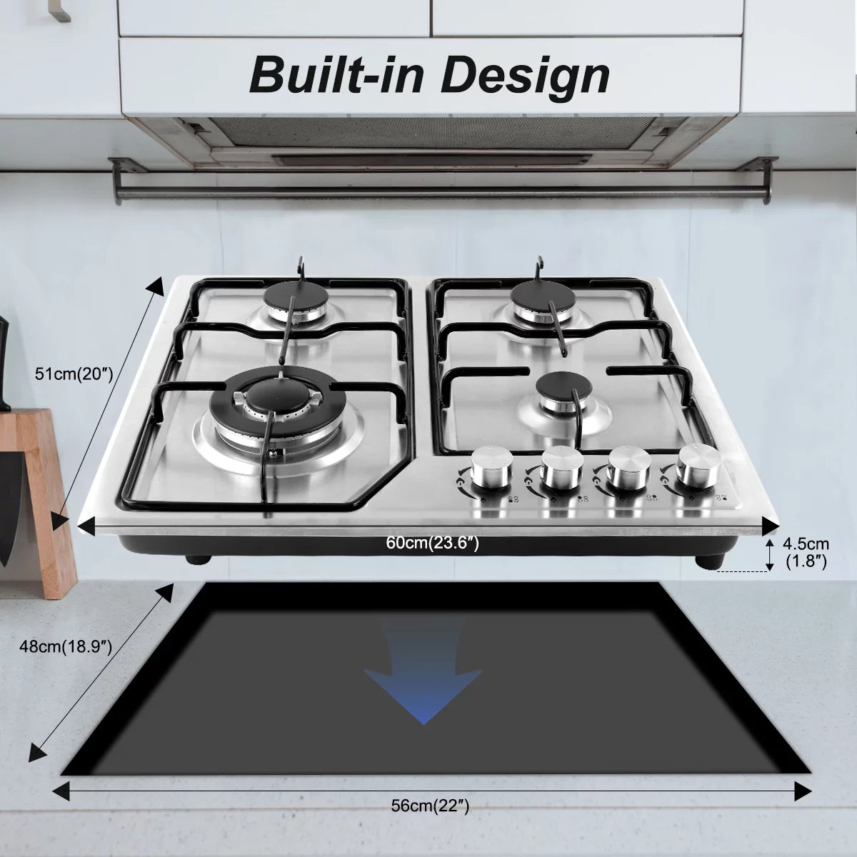 4 Burner Stainless Steel Gas Cooktop H7886