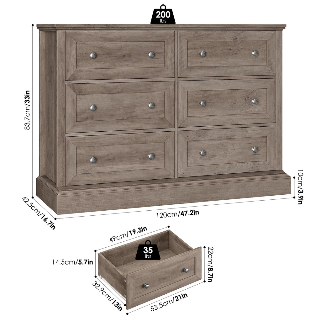 White 6 Drawer Double Dresser Z713261