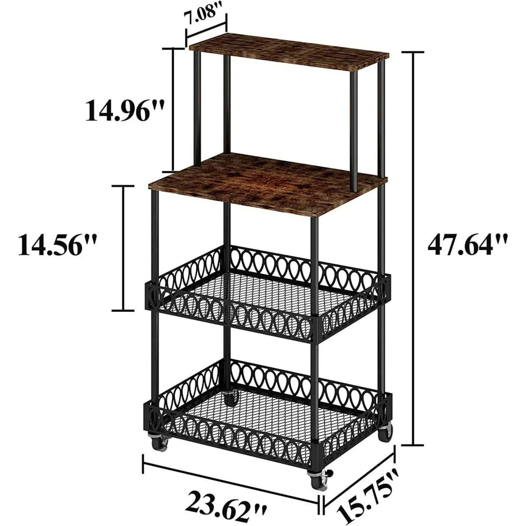 4-Tier Kitchen Bakers Rack with Wheels U987