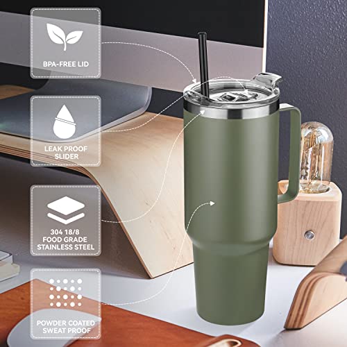 40 oz Stainless Steel Vacuum Insulated Tumbler with Handle (Black, 1) I6455
