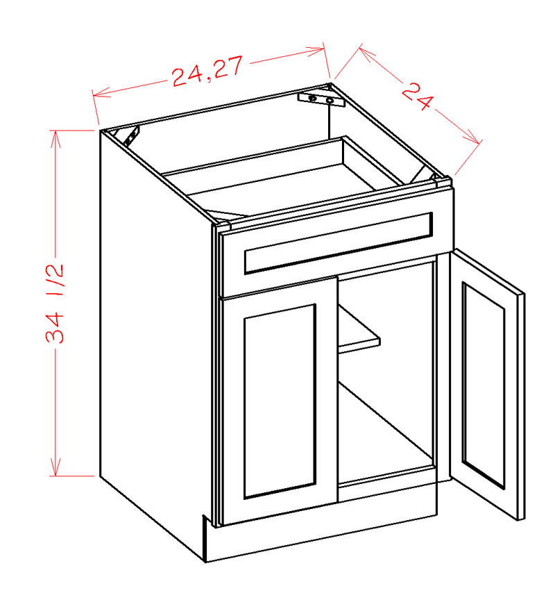 Grey 2 Doors 1 Drawer 1 Shelf Base Cabinet Y1610
