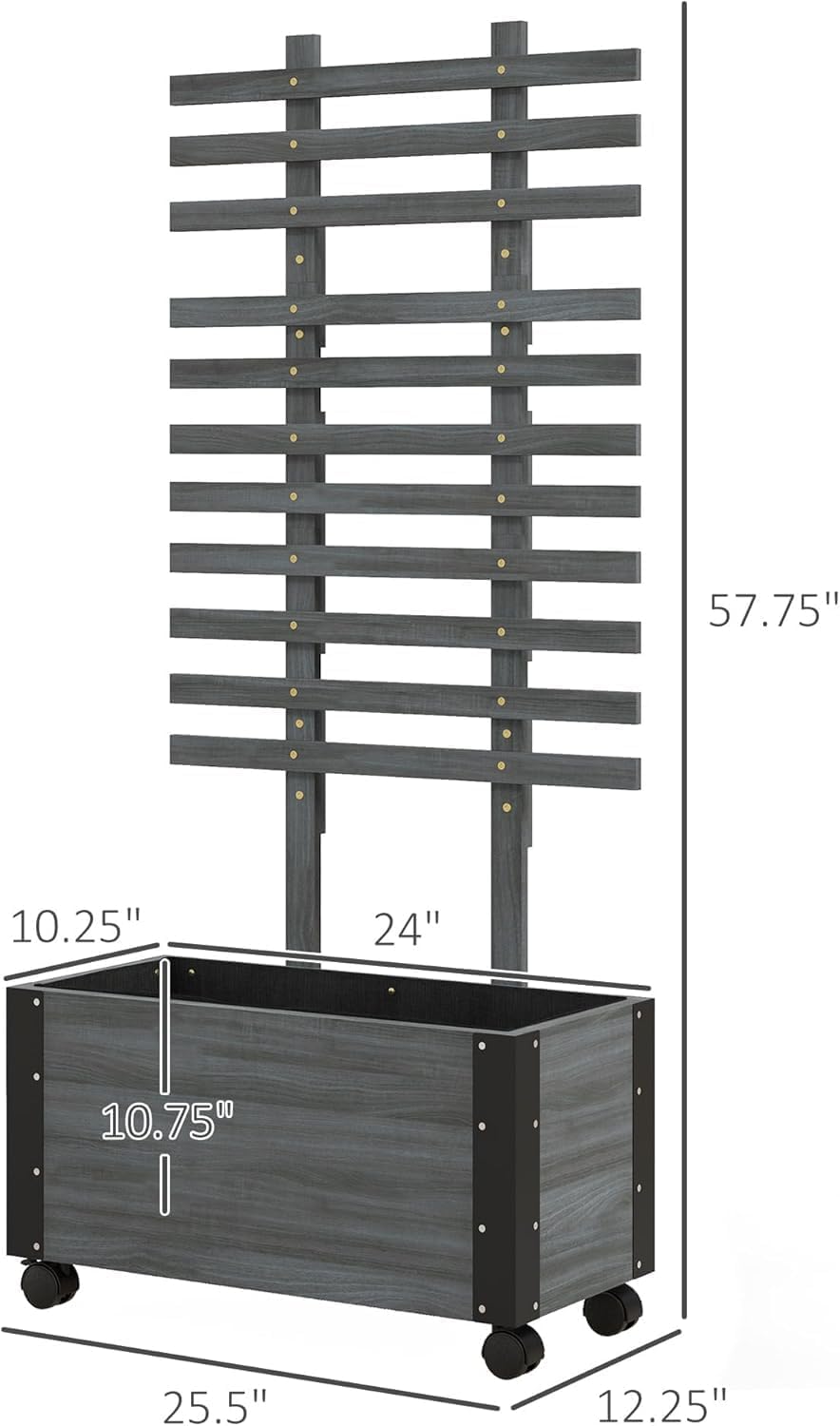Gray Raised Garden Bed with Trellis H652866