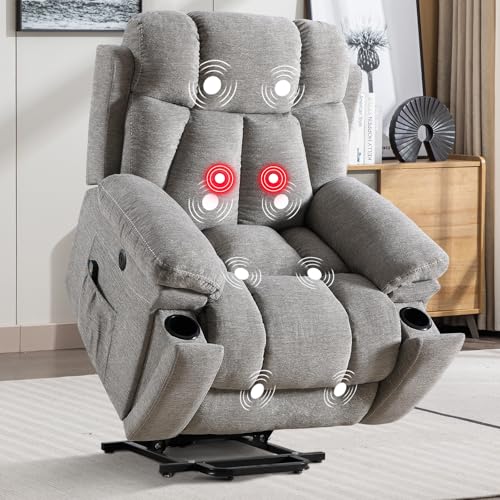 Large Power Lift Recliner Chair with Massage and Heat, Dark Gray U931090