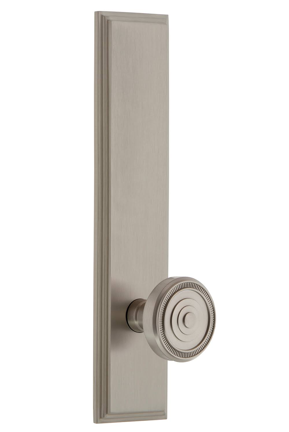 Satin Nickel Tall Plate Passage Soleil Knob H3315