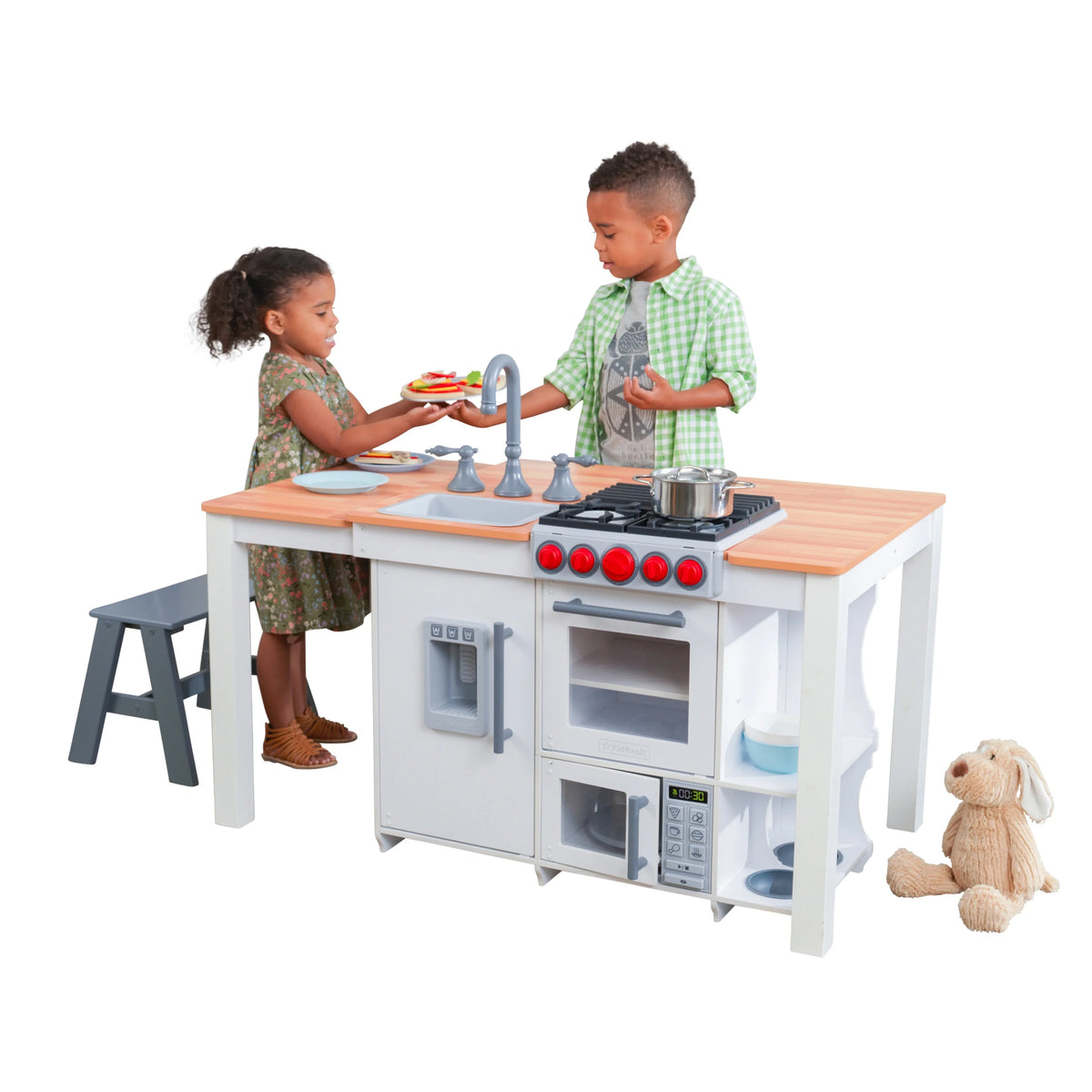 White Wooden Play Kitchen with Lights and Sounds E854775