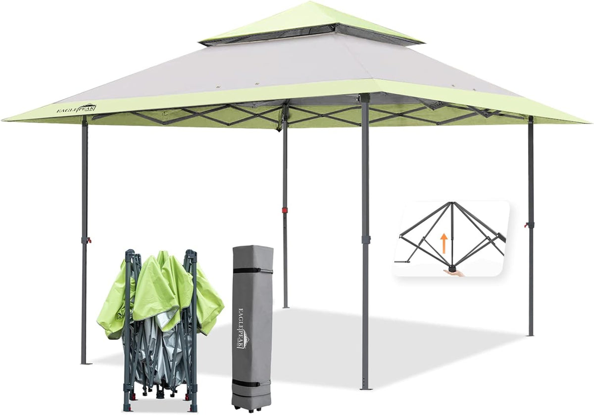 13' x 13' Gray Green Straight Leg Pop Up Canopy Tent N4335