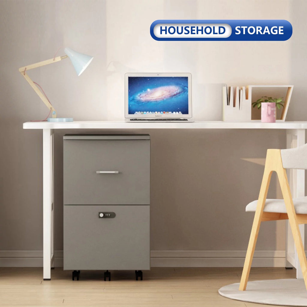 White Gray 2 Drawer Rolling File Cabinet K5693