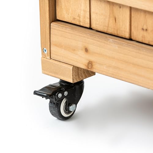 Outdoor Wooden Potting Bench with Wheel Z21628