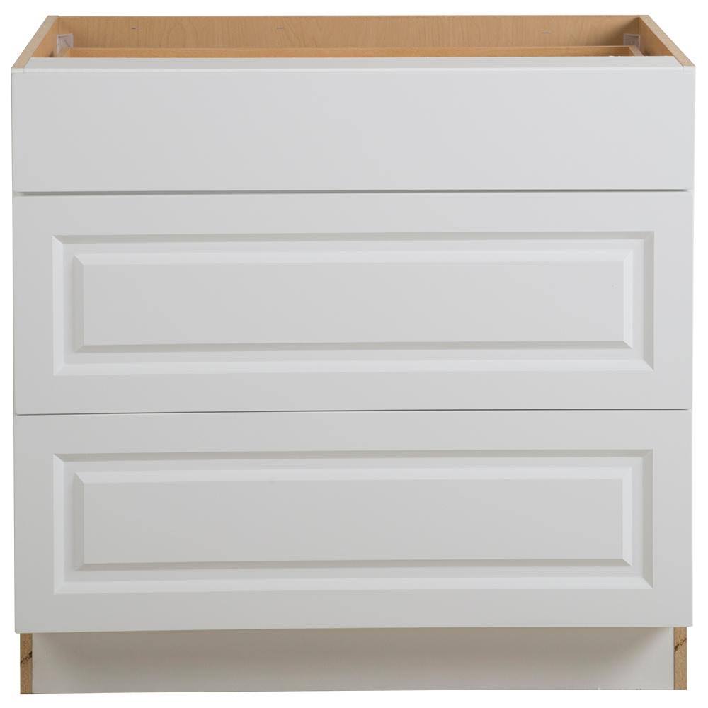 White 3-Soft Close Drawers Base Cabinet V178