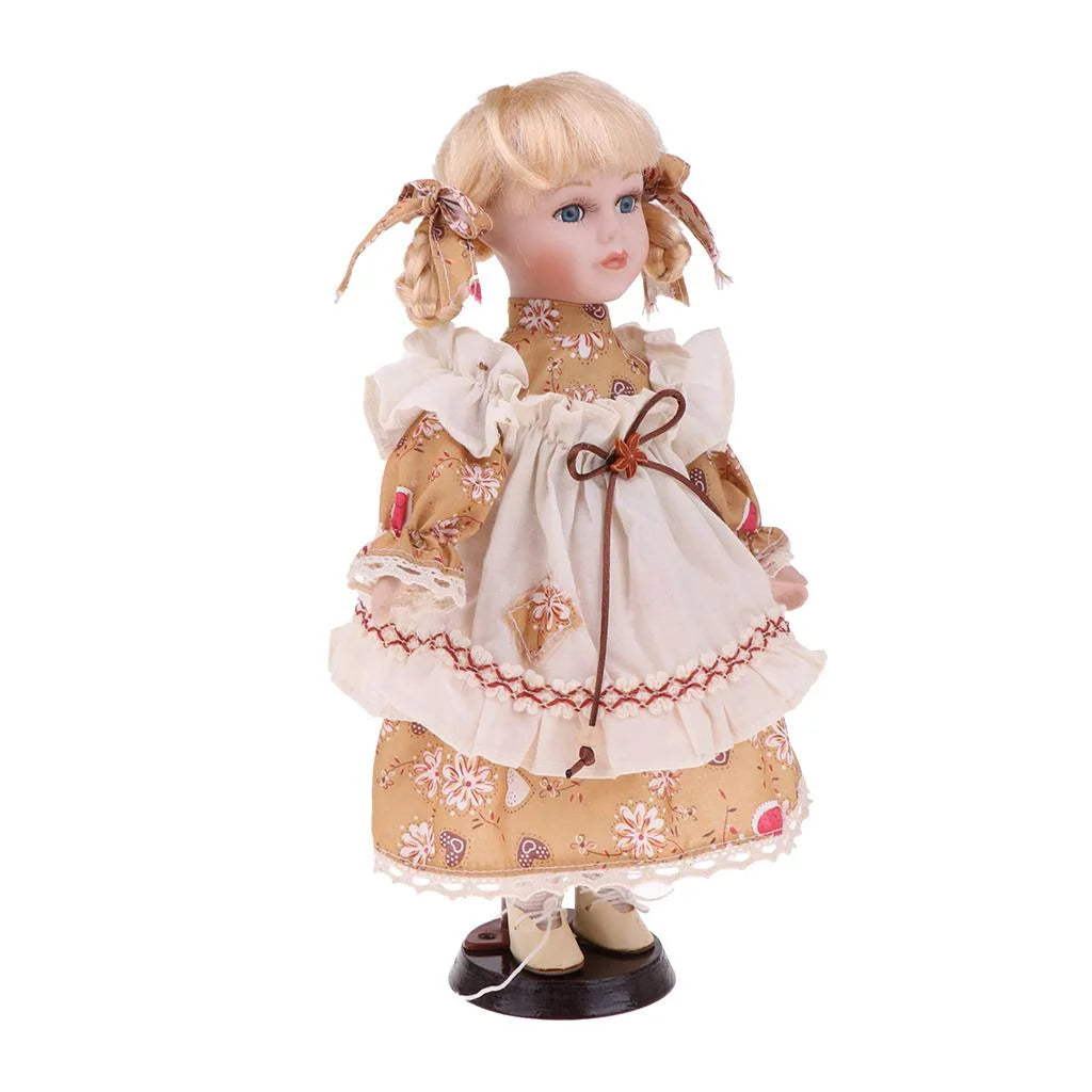 30cm Porcelain Doll Girl Figures with Stand B5108