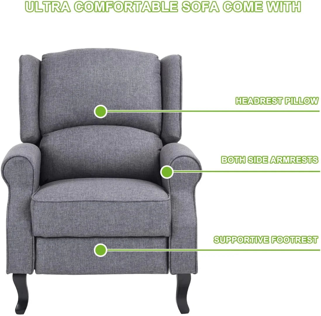 Gray Fabric Manual Push Back Recliner Sofa X1745