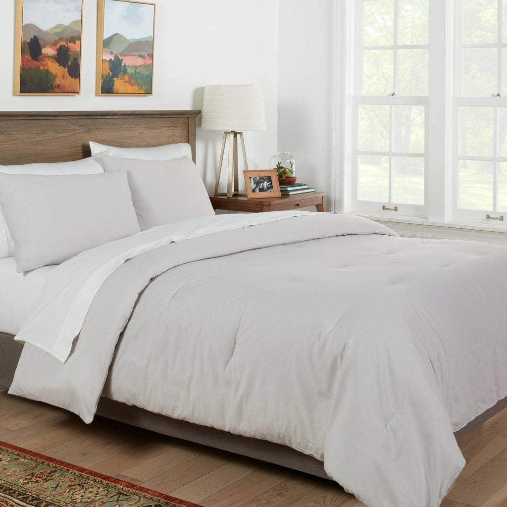Light Gray Cotton Sateen Comforter & Sham Set U11853
