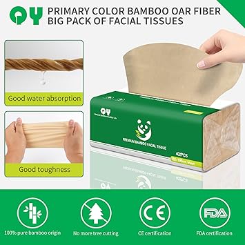 3 Ply Natural Unbleached Bamboo Facial Tissues 12 Packs U5748