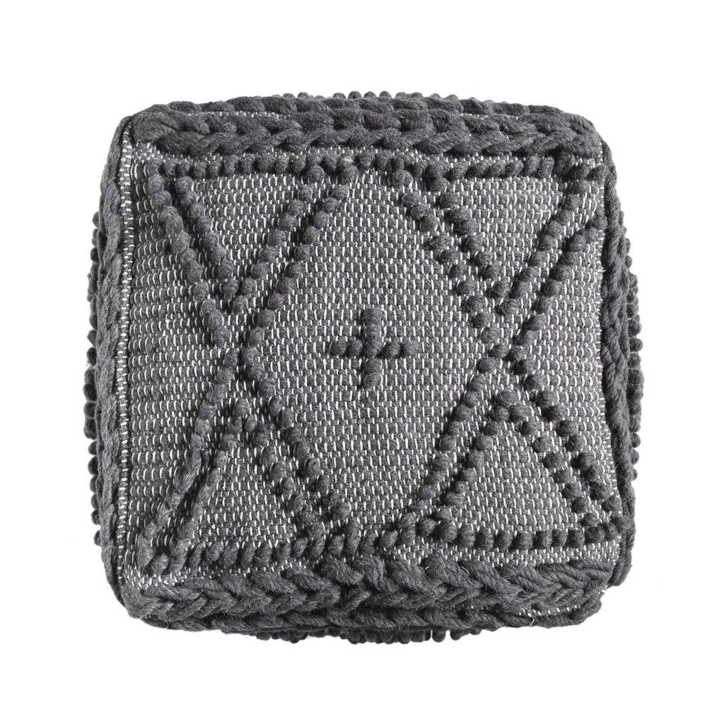 Charcoal Fabric Cube Pouf X517334