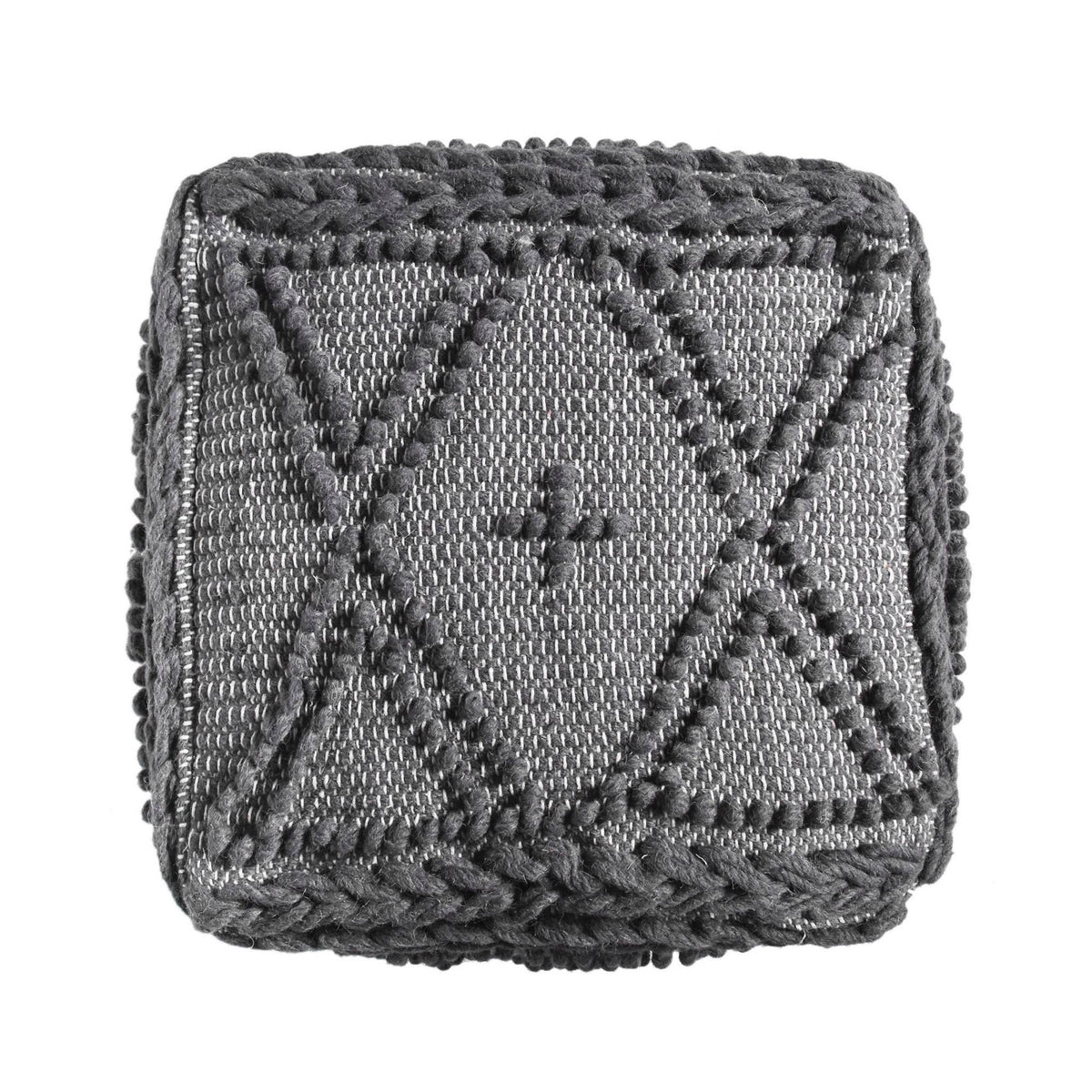 Charcoal Fabric Cube Pouf X517334