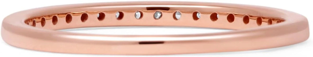 14K Rose Gold Half Eternity Band 0.12ct Natural Diamond Aquamarine W150